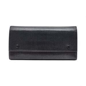 CELINE Large Flap Multifunction Long Snap Bifold Leather Wallet Black and Yellow